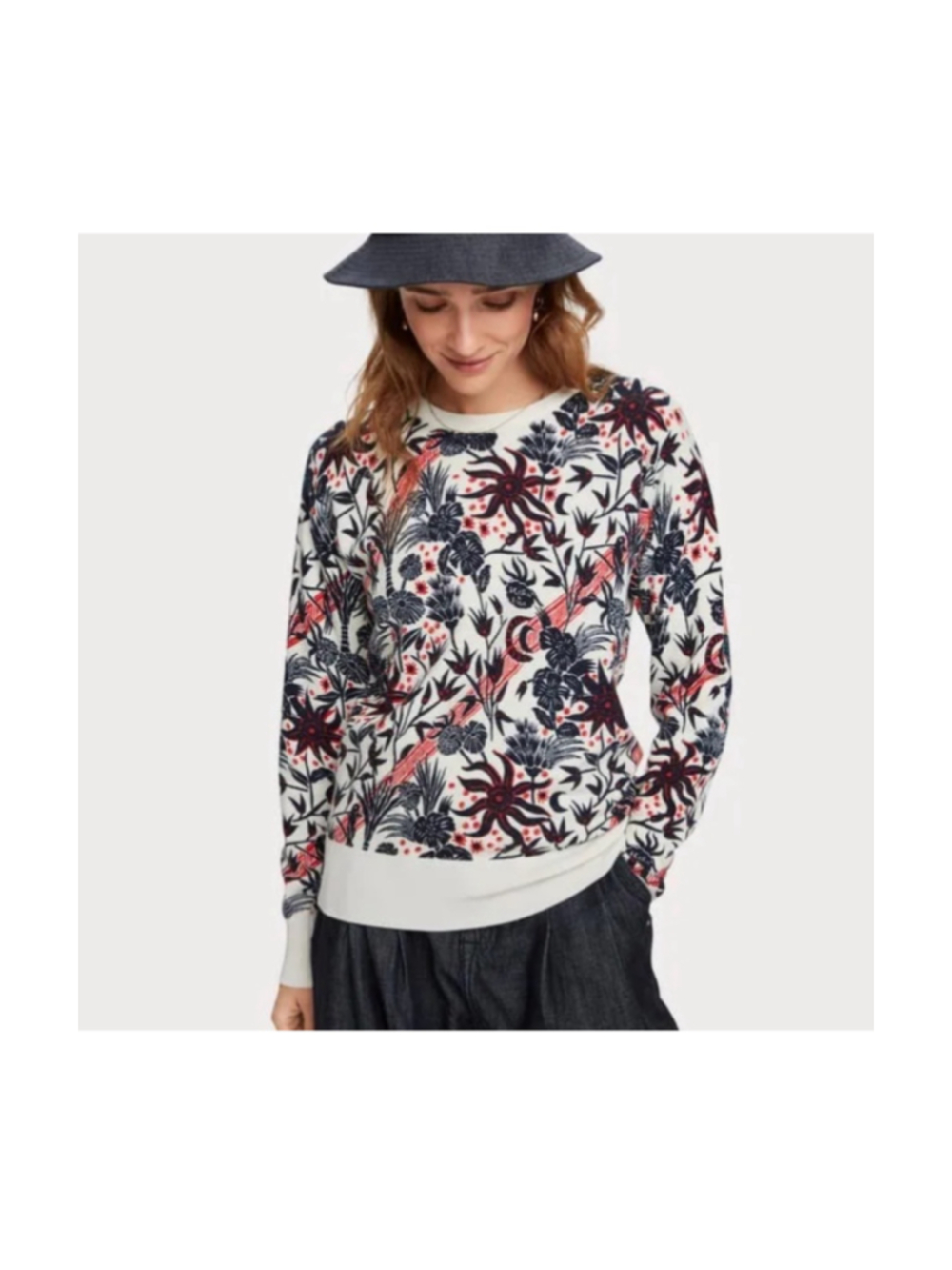 Scotch & Soda Floral Cotton and Wool Sweater NWT Medium